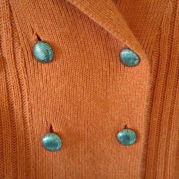 Michel Rene Women's Orange Double-Breasted Wool/Angora-blend Cardigan (Size M) - Picture 6 of 9